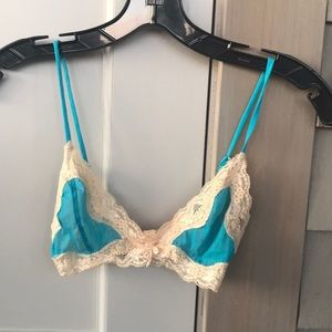 Blue and Cream Lace Bra